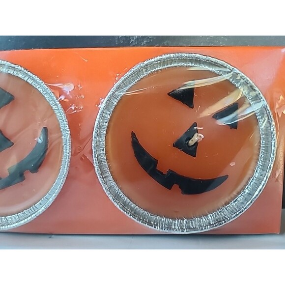 Spooky Hollow Pumpkin Lights Candle Set Of Three Vintage From 1995 - Picture 5 of 10